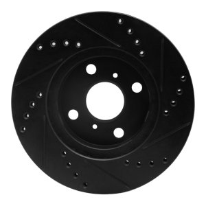 Toyota Prius Brake Rotor (1) - Front Left - R1 Concepts - Drilled & Slotted - Black - `01-`03